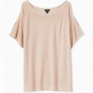 Torrid Pale Pink Shimmer Pointelle Cold Shoulder Dolman Top size 3